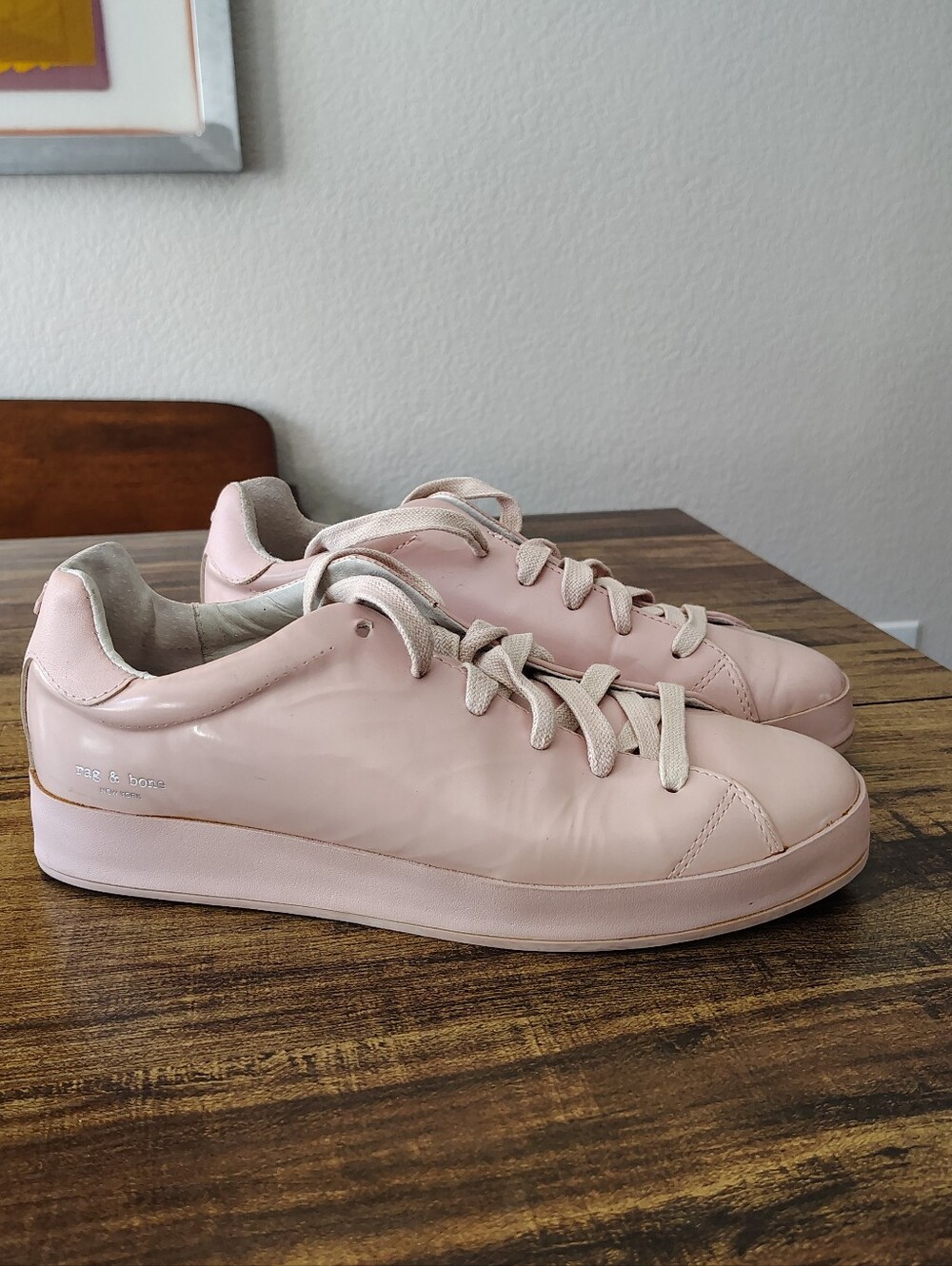 RAG & BONE Womens 'RB1' Pink Leather Low Top Sneakers Sz 40 10